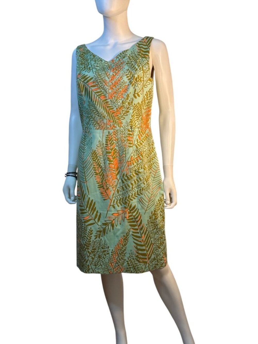 David Meister V-Neck Sleeveless Sheath Floral Dress Womens Size 10 Wedding Party
